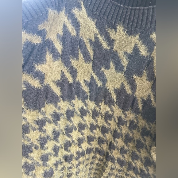 Express Off the Shoulder Soft Sweater Olive and Black - Picture 2 of 6